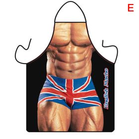 1pc Funny Muscle Man Kitchen Apron Sexy Women Cooking Pinafore Home Cleaning Tool - E