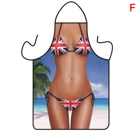 1pc Funny Muscle Man Kitchen Apron Sexy Women Cooking Pinafore Home Cleaning Tool - F