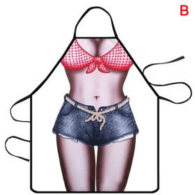 1pc Funny Muscle Man Kitchen Apron Sexy Women Cooking Pinafore Home Cleaning Tool - B