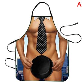 1pc Funny Muscle Man Kitchen Apron Sexy Women Cooking Pinafore Home Cleaning Tool - A