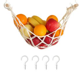 Fruit Hammock,Gray Fruit Basket, 100% Cotton, Screws & S Hooks, Banana Holder, Hanging Fruit Basket for Potato Storage - Type 1