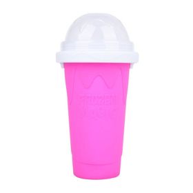 Summer Squeeze Homemade Juice Water Bottle Quick-Frozen Smoothie Sand Cup Pinch Fast Cooling Magic Ice Cream Slushy Maker Beker - Pink