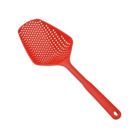 1pc Kitchen Gadget Colander Spatula Leaking Net Strainer Soup Spoon Line Leak Thick Nylon Large Spoon Silicone Leak Ice Shovel 13.5in*4.92in - Red