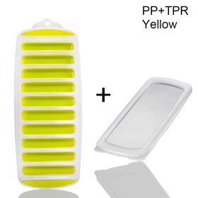 1pc Silicone Ice Cube Tray With Lid Long Strip 10 Grid Cylindrical Ice Tray Ice Making Mold Water Bottle Ice Cube Tray For Freezer - Yellow