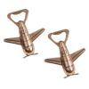 2 Pcs Retro Antique Bronze Aircraft Bottle Opener Metal Airplane Beer Bottle Opener Wedding Favours - Default