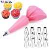 6-24 Pcs Set Pastry Bag and Stainless Steel Cake Nozzle Kitchen Accessories For Decorating Bakery Confectionery Equipment - 12pcs SET6 White