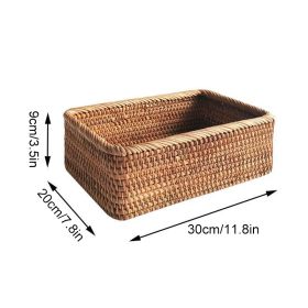 3pcs Hand-Woven Rattan Wicker Basket Fruit Tea Snack Bread Basket Cosmetic Rectangular Storage Box Household Kitchen Room Supply - 1pcs large - China