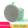 5/10pcs; Double Side Dishwashing Sponge Pan Pot Dish Wash Sponges Household Cleaning Tools Kitchen Tableware Dish Washing Brush - 5Pcs Green