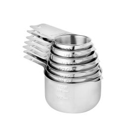 Stainless Steel 7-Piece Measuring Cups Baking Cooking Tool - Silver