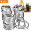 24 Pcs Regular Mouth Canning Jar Metal Rings Split-Type Jar Bands Replacement - Silver