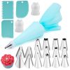 6-24 Pcs Set Pastry Bag and Stainless Steel Cake Nozzle Kitchen Accessories For Decorating Bakery Confectionery Equipment - 16pcs SET 4 Blue