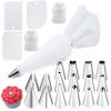 6-24 Pcs Set Pastry Bag and Stainless Steel Cake Nozzle Kitchen Accessories For Decorating Bakery Confectionery Equipment - 16pcs SET 4 White