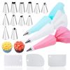 6-24 Pcs Set Pastry Bag and Stainless Steel Cake Nozzle Kitchen Accessories For Decorating Bakery Confectionery Equipment - 16pcs SET 4 Pink