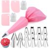 6-24 Pcs Set Pastry Bag and Stainless Steel Cake Nozzle Kitchen Accessories For Decorating Bakery Confectionery Equipment - 16pcs SET 4 Pink