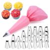 6-24 Pcs Set Pastry Bag and Stainless Steel Cake Nozzle Kitchen Accessories For Decorating Bakery Confectionery Equipment - 24pcs SET2 Pink