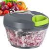 Hand Pull Chopper Vegetable Fruit Cutter Food Onion Veggie Dicer Slicer Kitchen - Green