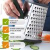 Stainless Steel Cheese Grater 9in 4 Sides, Perfect Grater for Parmesan Cheese. Vegetables, Ginger- Dishwasher Safe, Durable (Random Color) - General