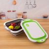 Multifunctional Folding Chopping Board Washing Basin Drain Basket RV Kitchen Supplies Folding Vegetable Basket - Gray And White Basket