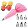 6-24 Pcs Set Pastry Bag and Stainless Steel Cake Nozzle Kitchen Accessories For Decorating Bakery Confectionery Equipment - 6pcs SET1 Pink