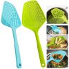 1pc Kitchen Gadget Colander Spatula Leaking Net Strainer Soup Spoon Line Leak Thick Nylon Large Spoon Silicone Leak Ice Shovel 13.5in*4.92in - Blue