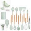 33pcs Set Wooden Handle Silicone Kitchen Utensils 33 Pieces Set Silicone Spoon Shovel Kitchen Gadgets Set Silicone Kitchen Utensils - Gray