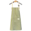 1pc Adjustable Kitchen Cooking Apron Cotton And Linen Machine Washable With 2 Pockets - Pink