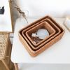 3pcs Hand-Woven Rattan Wicker Basket Fruit Tea Snack Bread Basket Cosmetic Rectangular Storage Box Household Kitchen Room Supply - 1pcs small - China