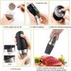 Electric Salt and Pepper Grinders Stainless Steel Automatic Gravity Herb Spice Mill Adjustable Coarseness Kitchen Gadget Sets - 1pcs Silver