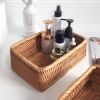 3pcs Hand-Woven Rattan Wicker Basket Fruit Tea Snack Bread Basket Cosmetic Rectangular Storage Box Household Kitchen Room Supply - 1pcs small - China