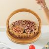 Bamboo Foldable Fruit Storage Basket Creative Collapsible Fruit Candy Plate Nuts Snacks StorageTray Home Decoration Gift Basket - apple