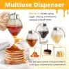 1pc Honey Dispenser; No Drip Maple Syrup Dispenser; Honey Comb Shaped Honey Pot; Honey Jar With Storage Stand; 8oz Capacity - Transparent