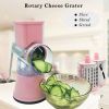 1pc; Rotary Cheese Grater; Kitchen Mandoline Vegetable Slicer With 3 Interchangeable Blades - Blue