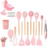 33pcs Set Wooden Handle Silicone Kitchen Utensils 33 Pieces Set Silicone Spoon Shovel Kitchen Gadgets Set Silicone Kitchen Utensils - Light Green