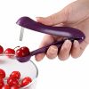 Cherry Fruit Kitchen Pitter Remover Olive Corer Remove Pit Tool Seed Gadge Fruit and Vegetable Tools Cherry Pitter - Purple