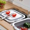 Multifunctional Folding Chopping Board Washing Basin Drain Basket RV Kitchen Supplies Folding Vegetable Basket - Gray And White Basket