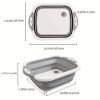 Multifunctional Folding Chopping Board Washing Basin Drain Basket RV Kitchen Supplies Folding Vegetable Basket - Green And White Vegetable Basket